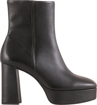 H&ouml;gl Black Nora Minimalist Platform Leather Ankle Boots