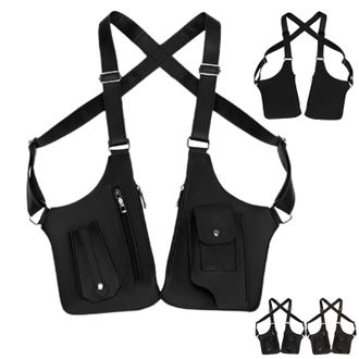 Generic Underarm Shoulder Bag For Men, Double Shoulder Armpit Bag, Anti Theft PU Leather Shoulders Holster Bags, Adjustable Shoulders Strap Pouch, Multi Pocke