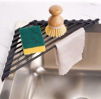 No Brand Escurridor Triangular Peque&ntilde;o Plegable Para Platos, Con Revestimiento De Silicona Y Estructura De Acero Inoxidable Para Las Esquinas Del Fregadero