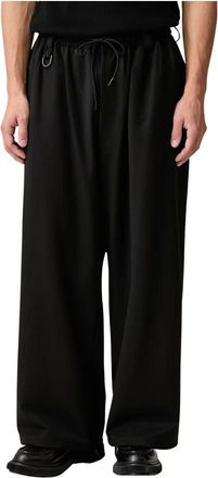 Yohji Yamamoto Wollen broek met rechte pijpen - Heren - Broeken - Zwart - Maat: L Wol