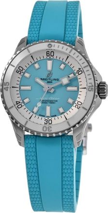 Breitling Superocean Automatic 36 Turquoise Dial Rubber Strap Womens Watch A17377211C1S1