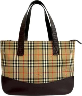 Burberry Pre-owned Handbags, female, Beige, Size: ONE SIZE Pre-owned Canvas Shoulder Bag