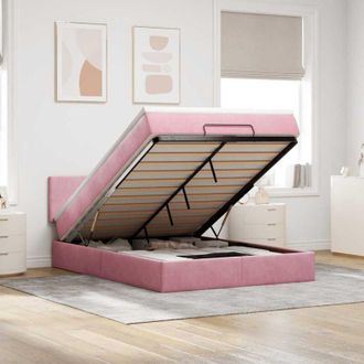 vidaXL Estructura Cama Otomana Colch&oacute;n Terciopelo Rosa 140x200cm Vidaxl
