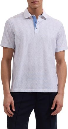 Bugatchi Valerian OoohCotton Golf Sketch Print Polo in Dusty Pink at Nordstrom, Size Xx-Large