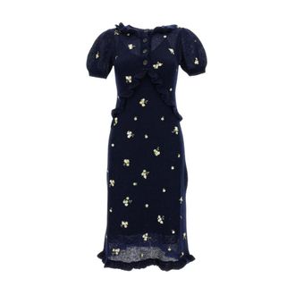 Shushu/Tong Vestido de Punto con Adorno de Encaje - Dresses - Mujer - Azul - S