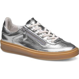 Johnston & Murphy Ashley Side Zip Sneaker in Silver Metallic Sheepskin at Nordstrom, Size 6.5