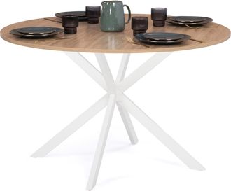 IDMarket Tavolo Da Pranzo Rotondo Alix, Legno E Gambe A Ragno Bianche, 4-6 Persone, 110 Cm