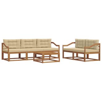 vidaXL Conjunto De Sof&aacute;s De Exterior Con Coj&iacute;n 6 Pcs Natural Y Beige Vidaxl