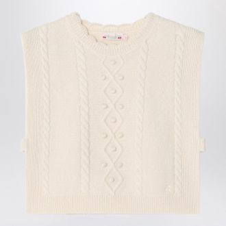 BONPOINT Beige Wool Gilet With A Braided Pattern