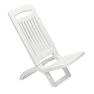 Trade Shop Trade Shop Traesio - Set 4 Sedie Spiaggina Bassa Da Spiaggia Mare Piscina In Plastica Bianca Pieghevole 009259