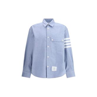 Thom Browne Light Blue Cotton Pattern Mens Shirt