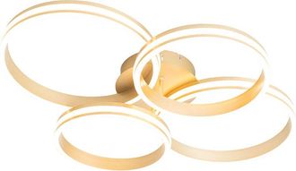 QAZQA Diseño Plafón latón con LED regulable 3 pasos 4 luces - Navara Aluminio /Plástico /Acero Redonda Incluye LED Max. 4 x 60 Watt