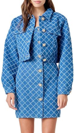 endless rose Crop Denim Jacket at Nordstrom, Size Medium