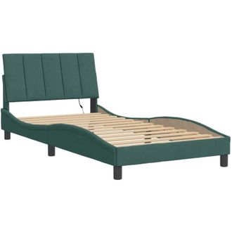 vidaXL Vidaxl - Estructura De Cama Luces Led Terciopelo Verde Oscuro 100x200 Cm