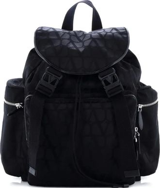Valentino Garavani Double Buckle Toile Iconograph Nylon backpack - Zwart