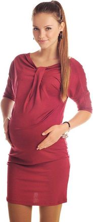 Purpless Maternity Batwing Dress Tunic Pregnancy 6407 (8/10, Burgundy)