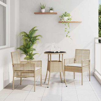 vidaXL Conjunto De Comedor De Jard&iacute;n 3 Pcs Beige Polirat&aacute;n Vidaxl