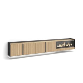 Skraut Home Skraut Home - Mueble Tv, Televisi&oacute;n, Muebles De Sal&oacute;n, Almacenaje, 315x35x50cm, Para Tv Hasta 80, Chimenea El&eacute;ctrica Xxl, Colgado, Suspendido, Led, Es