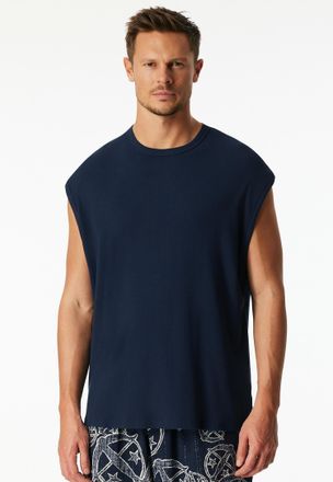 Schiesser T-Shirt SCHIESSER Schiesser 150 Years, Herren, Gr. 48, blau (admiral), Rippware, Obermaterial: 90% Baumwolle, 10% Elasthan, bequem h&uuml;ftbedeckend, Rund