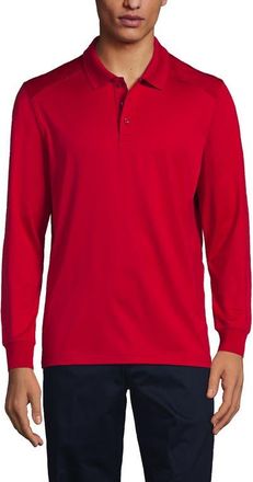 Lands End School Uniform Long Sleeve Rapid Dry Polo Shirt in Red at Nordstrom, Size Medium