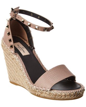 Valentino Rockstud 100 Leather Wedge Sandal