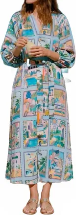 Joseph Ribkoff Tropical Scenes Print Dress In Blue/multi