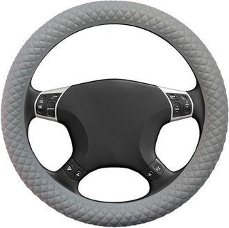 OEM Funda Para Volante De Coche - Protector De Volante - Conducci&oacute;n Segura - Dise&ntilde;o Antideslizante Con Patr&oacute;n De Rombos - Di&aacute;metro De 33-42 Cm - Gris