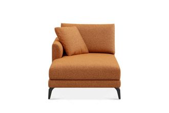 Castlery Lena Left Chaise Sofa Customized, Performance Boucle in Rust, Matte Black Legs, Spill Resistant, Removable Covers for Castlery Sofas