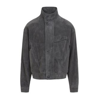 Giorgio Armani Heren, Jassen, Grijs, Maat: M Leer