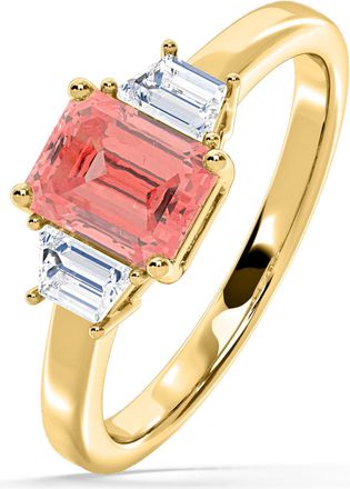 The Diamond Store Erika Pink Lab Diamond 1.70ct Emerald Cut Ring in 18K Yellow Gold - Elara Collection