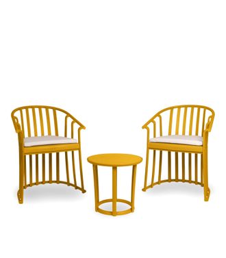Resol Sillas Con Brazos Cojines Y Mesa Raff Resol Pl&aacute;stico Amarillo (pack De 2+1)