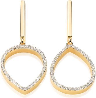 Monica Vinader Naida Lotus Diamond Open Drop Earrings, Gold Vermeil on Silver