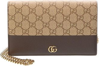 Gucci Gg Marmont Gg Supreme Canvas & Leather Chain Wallet