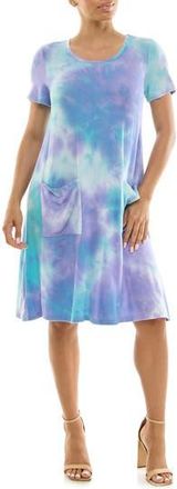 Nina Leonard Tie Dye Trapeze Dress in Purple Multi at Nordstrom Rack, Size X-Large