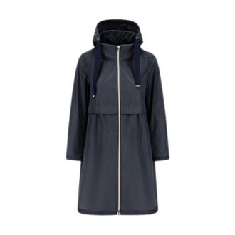 Herno Parkas, female, Blue, M, Blue Taffeta Parka with Hood