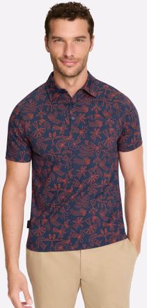 Marco Donati Kurzarmshirt MARCO DONATI Kurzarm-Poloshirt, Herren, Gr. 44/46, dunkelblau, bedruckt, 100% Baumwolle, bedruckt, gemustert, Shirts Kurzarmshirt