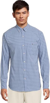 Vineyard Vines Cobia Check Featherweight Performance Shirt Mens Clothing Jake Blue : 2XL, Elastane/Nylon