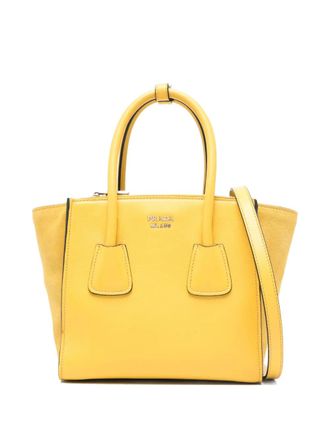 Prada Borsa tote con placca logo - Giallo