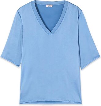 Oltre Blouses - Dames - Blouses - Blauw - XS - Satijn - Overhemden