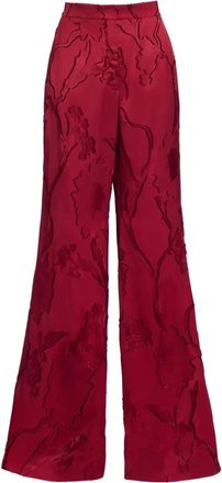 Elie Saab Pantaloni con effetto jacquard - Rosso