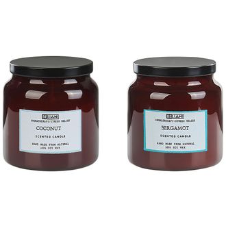 Beliani Conjunto De 2 Velas Arom&aacute;ticas 100% Cera De Soja Mecha De Algod&oacute;n Vidrio Fragancia Fresca Bergamota/coco Absolute Alchemy