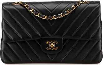 Chanel 1991-1994 Small Classic Chevron Lambskin Double Flap shoulder bag - Black