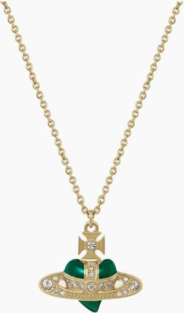 Vivienne Westwood Womens New Diamante Heart Pendant Gold - Green - Size: OS