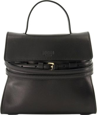 Moschino Handbags, female, Black, Size: ONE SIZE Chic Black Leather Tie Me Bag