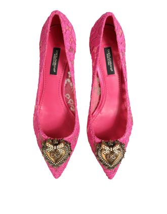 Dolce & Gabbana Womens Pink Taormina Lace Devotion Pumps Shoes Co+pa+se+vi