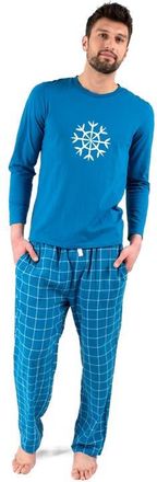 Leveret Mens Cotton Top & Flannel Pants Printed Holiday Pajama Set in Snowflake at Nordstrom, Size Xxx-Large