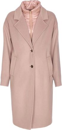 Herno Jassen, Dames, Roze, L, Wol, Wollen jas met dubbele knoop