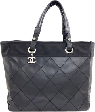 Chanel Black Coated Canvas Tote Bag (Pre-Owned)