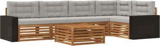 vidaXL Conjunto De Sof&aacute;s De Exterior 6 Uds. Natural Y Gris Claro Vidaxl