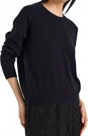Brodie Gem Star Cashmere Crew Neck Jumper In Black